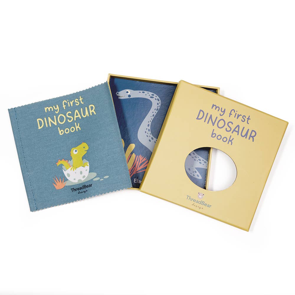 ThreadBear My First Dinosaur rag book, soft cloth book for babies