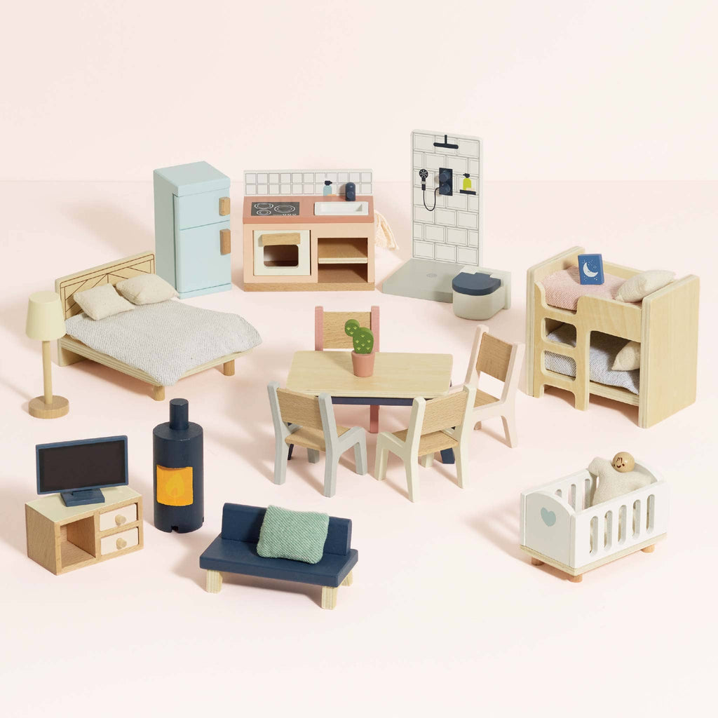 Le Toy Van complete dolls house furniture set, kids' wooden play set