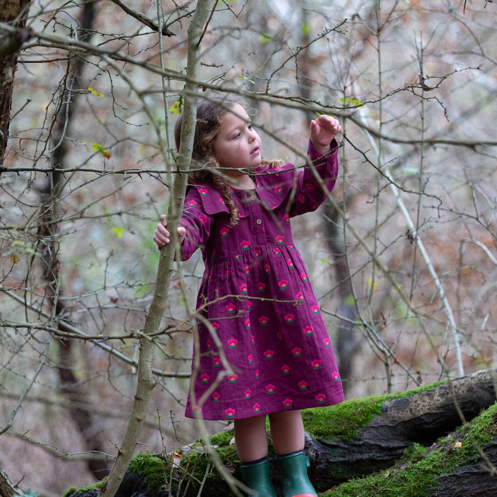 Little Green Radicals pink flowers sailor dress, organic girls' dress