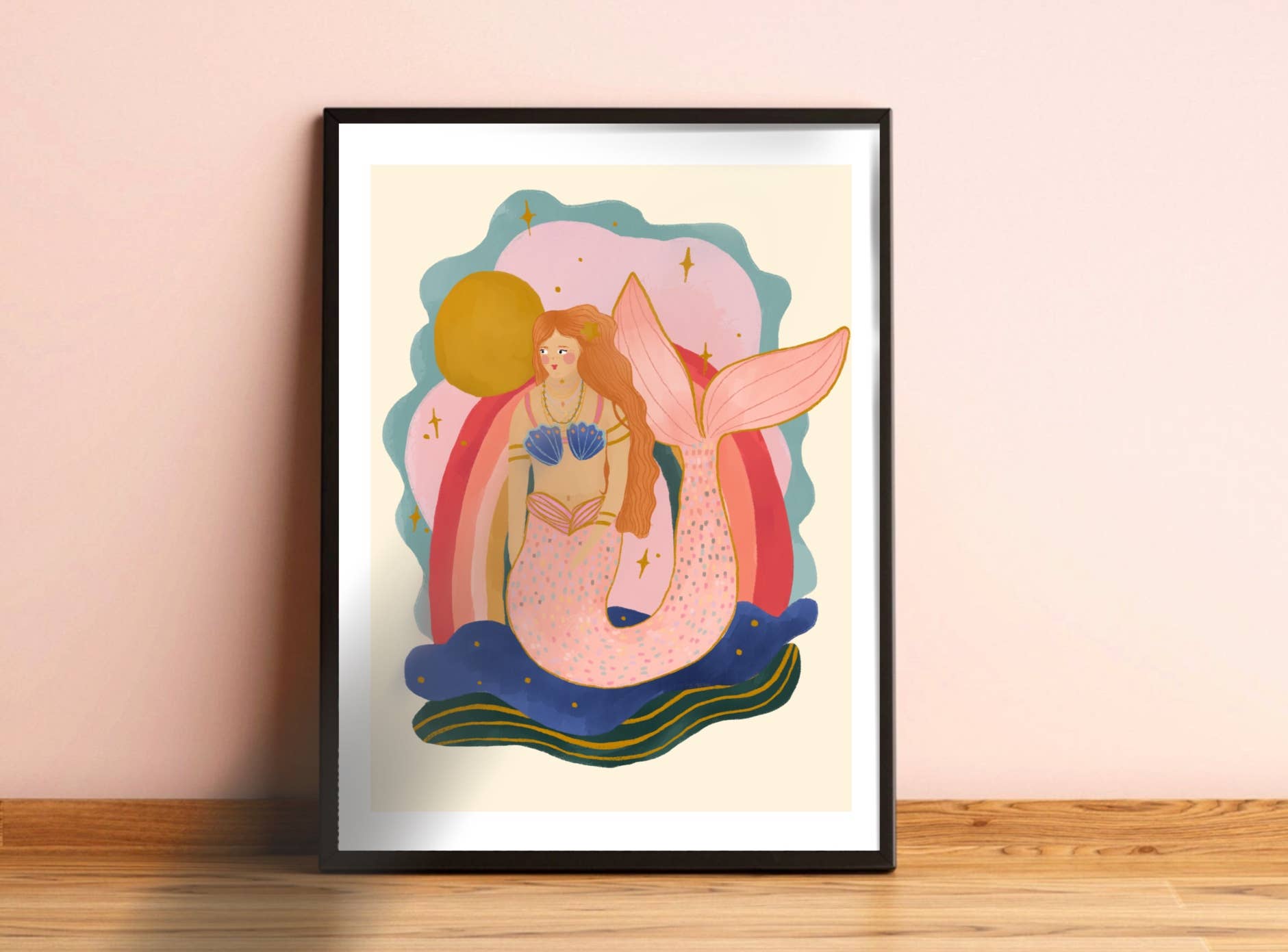 Mermaid Art Print, Children’s Room, Bright and Colourful,