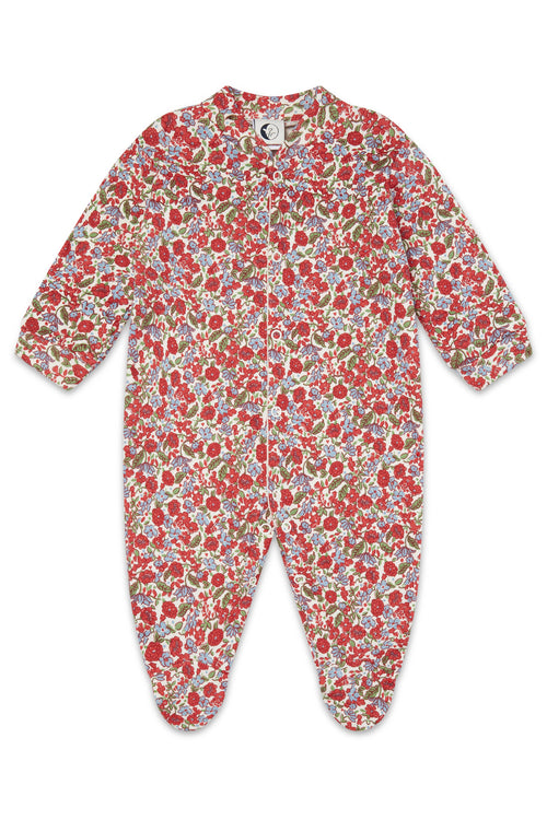 Baby sleepsuit in festive floral print, children's babygrow, Sleepy Doe