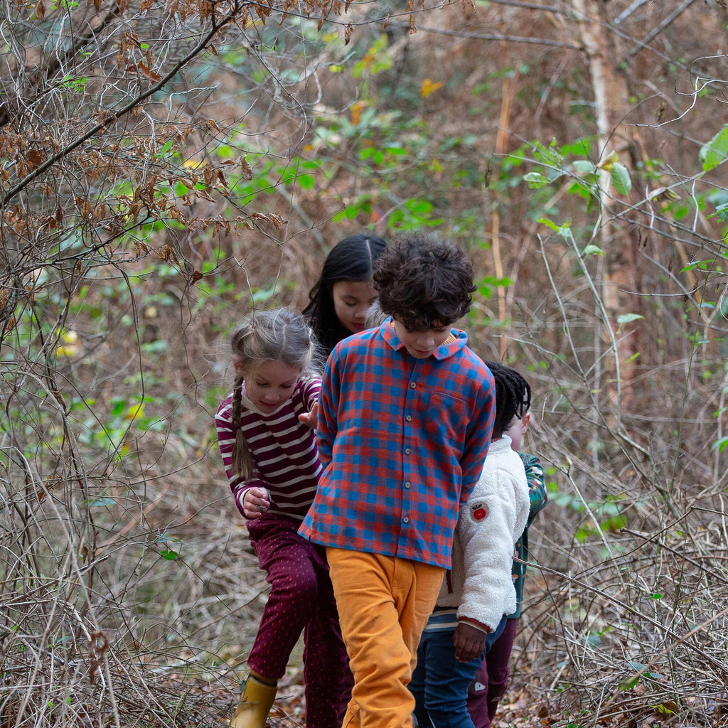 Little Green Radicals burnt ochre check long sleeve shirt, organic kids' shirt