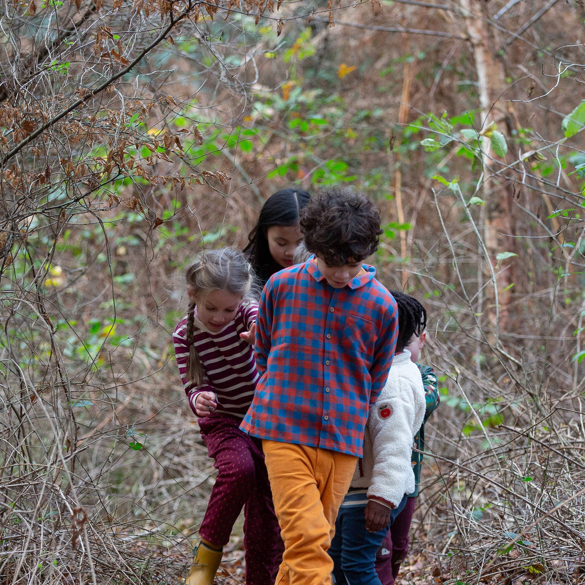 Little Green Radicals burnt ochre check long sleeve shirt, organic kids' shirt
