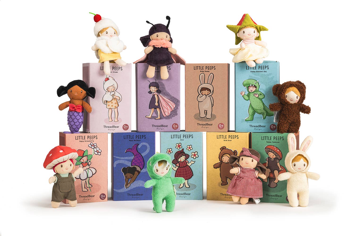 ThreadBear Little Peeps Poppy Strawberry 12cm matchbox doll, kids' soft toy