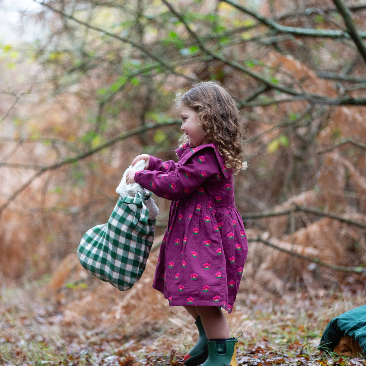 Little Green Radicals pink flowers sailor dress, organic girls' dress