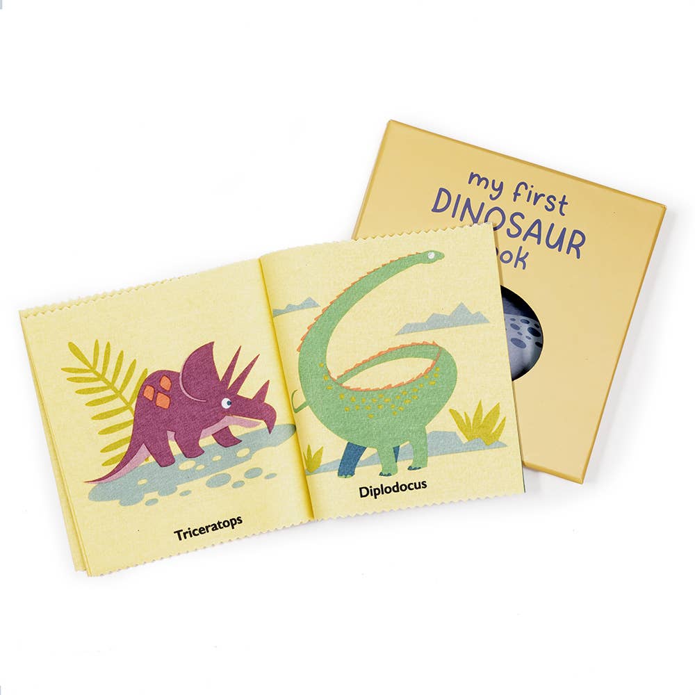 ThreadBear My First Dinosaur rag book, soft cloth book for babies