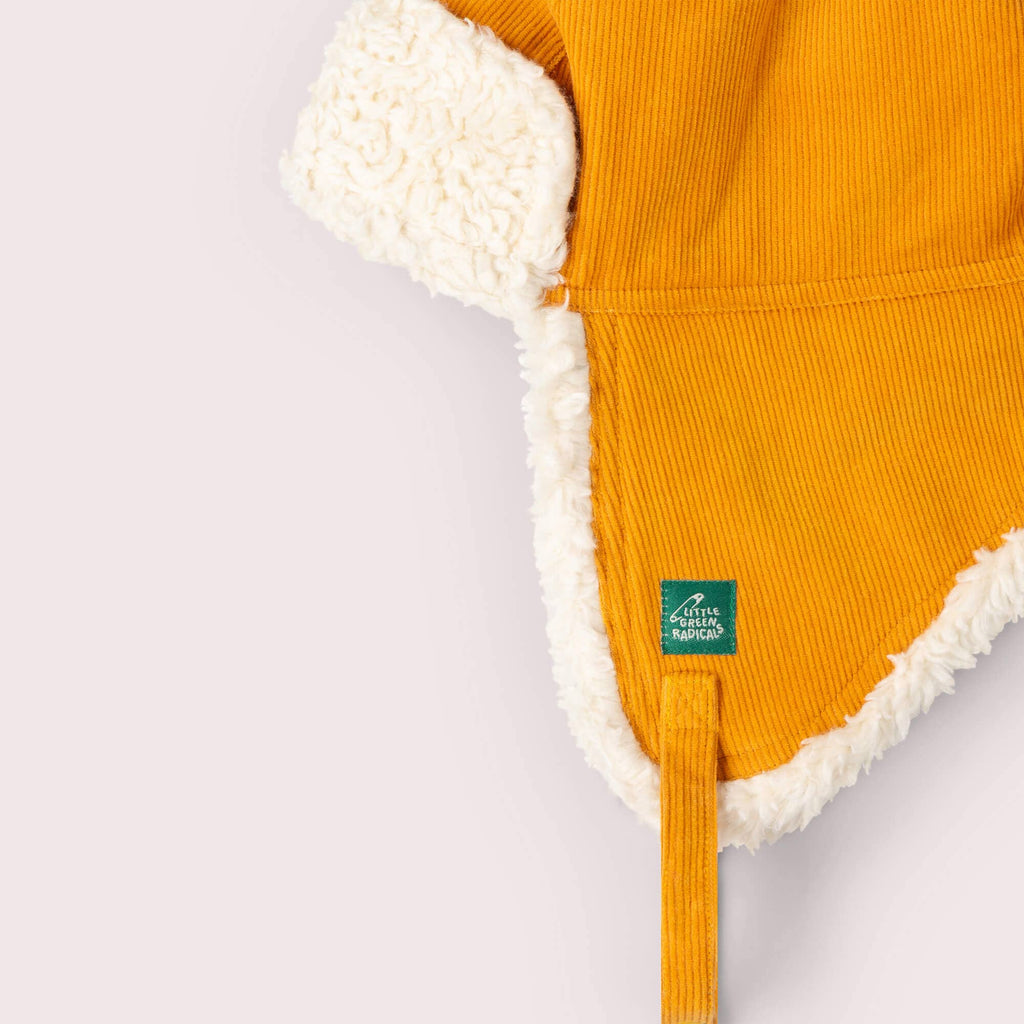 Little Green Radicals sunflower sherpa fleece cosy hat, organic kids' hat