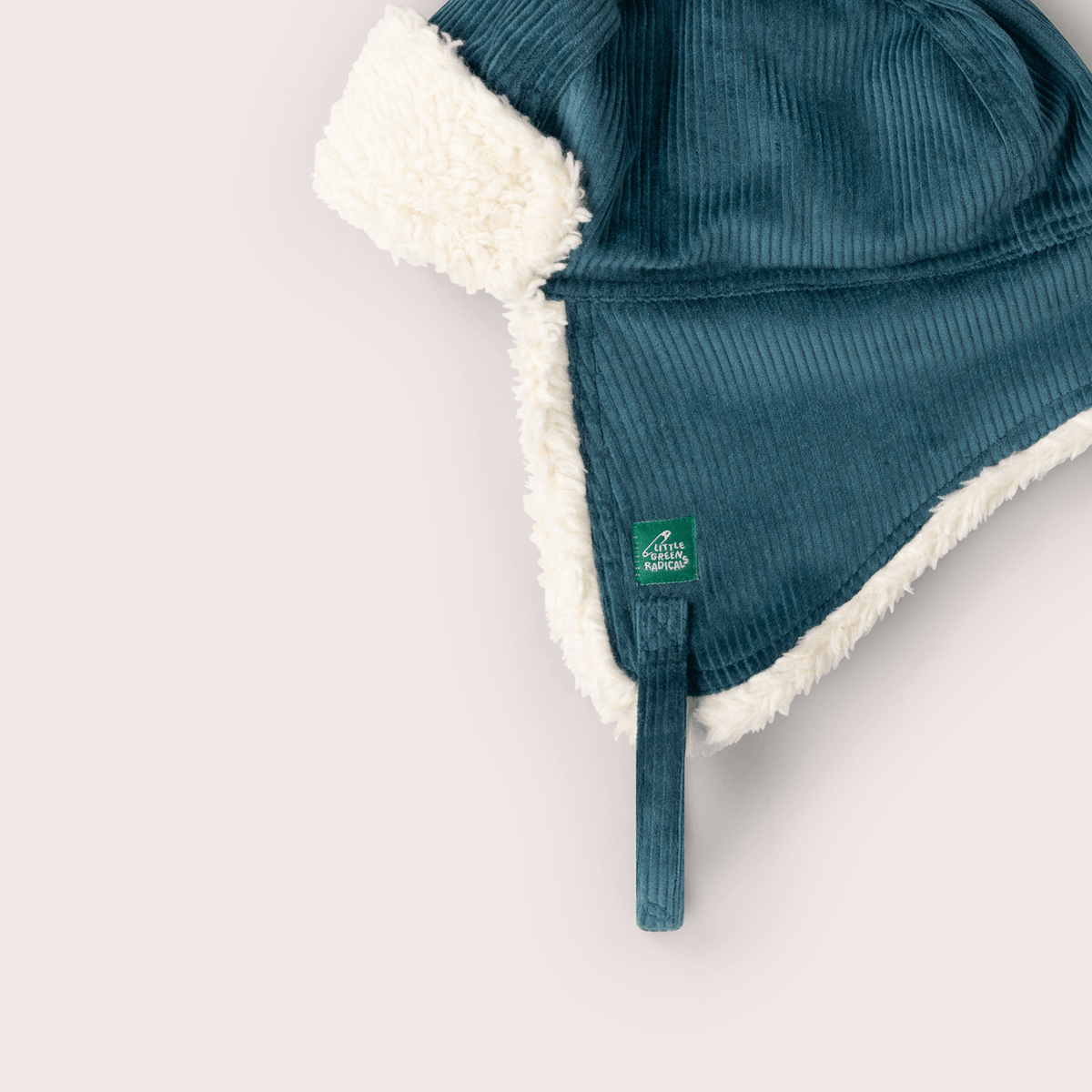 Little Green Radicals blue sherpa fleece cosy hat, organic kids' hat