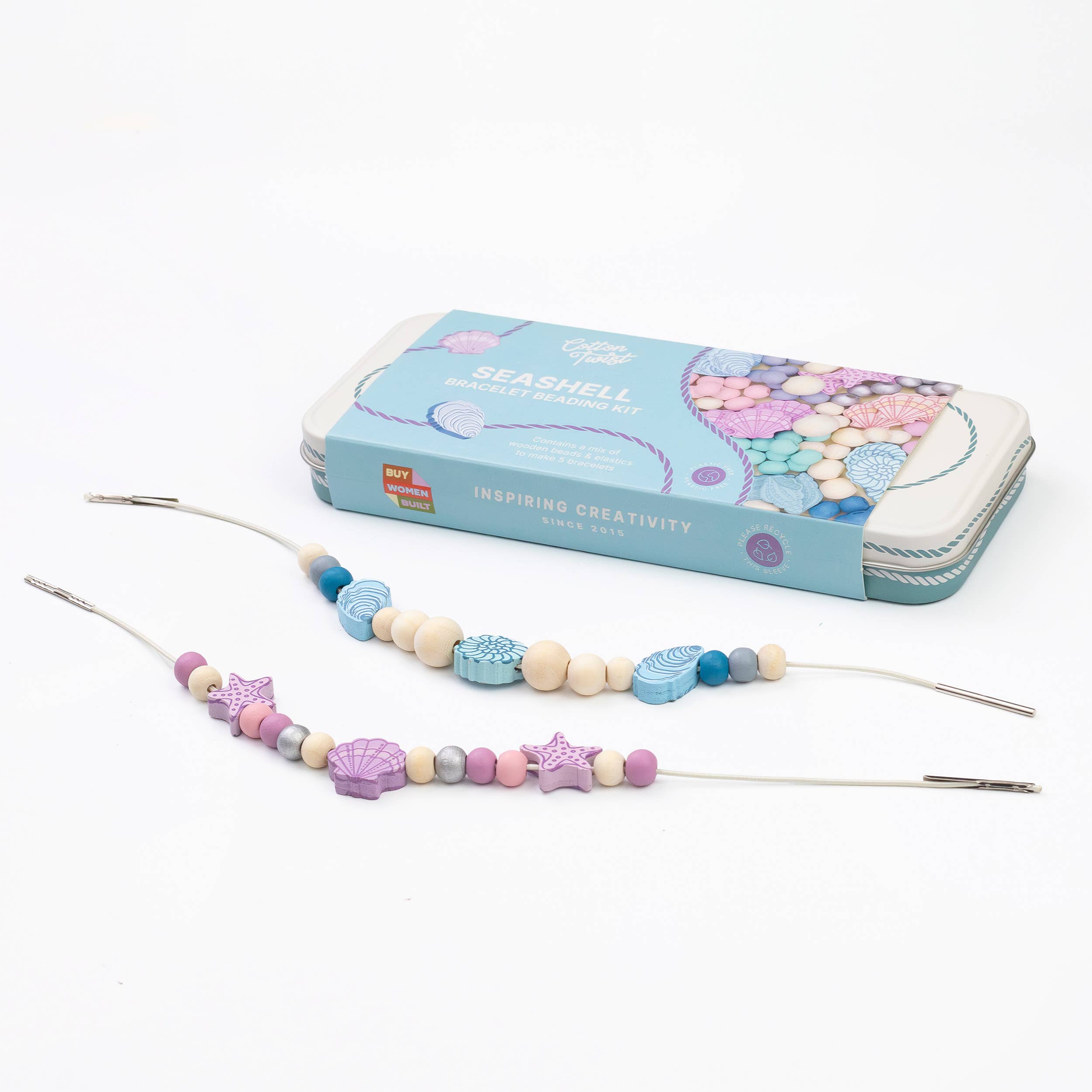 Seashell bracelet bead kit for children, make your own jewellery, Cotton Twist