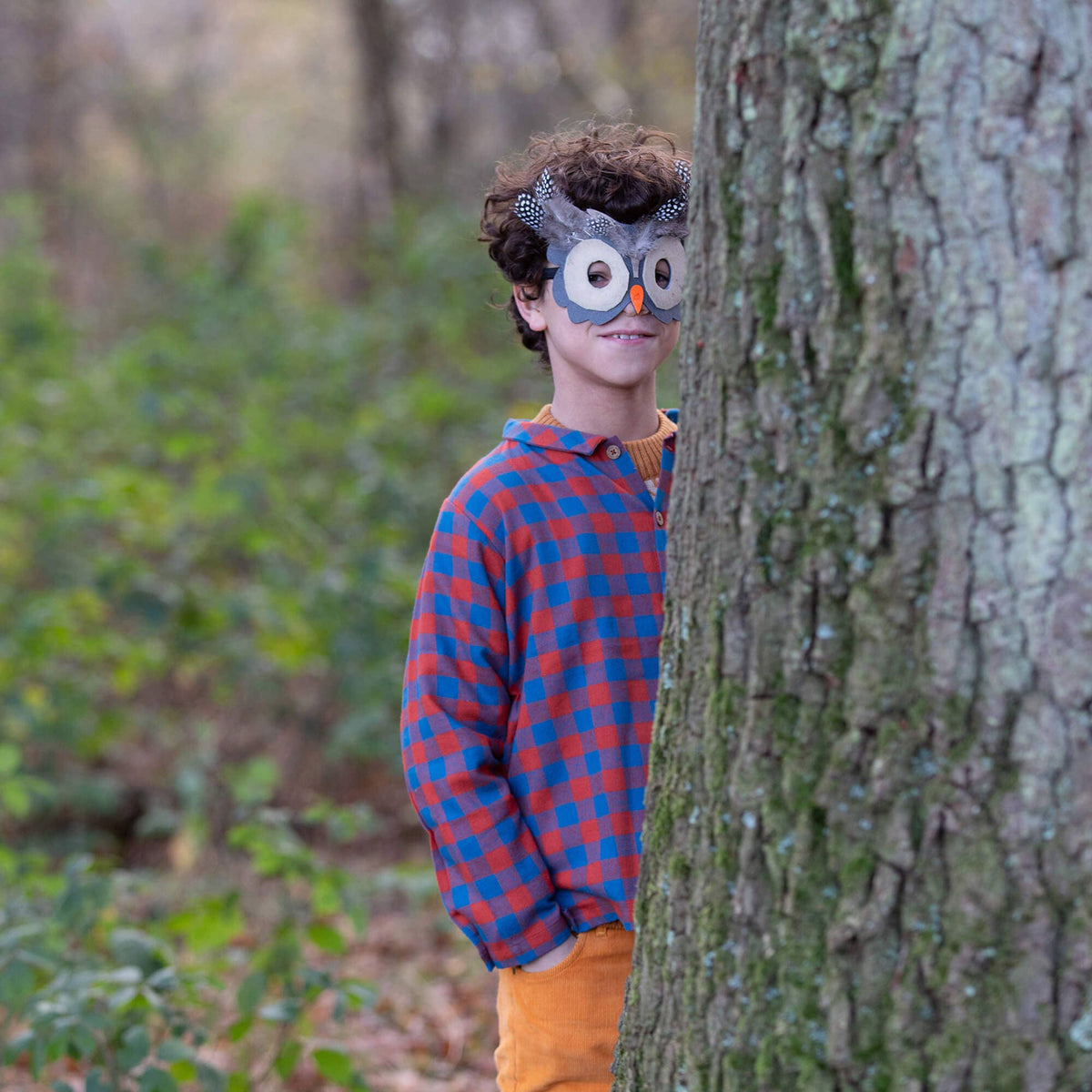 Little Green Radicals burnt ochre check long sleeve shirt, organic kids' shirt