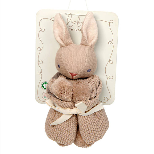 ThreadBear Baby Threads taupe bunny organic comforter, 25cm baby comforter