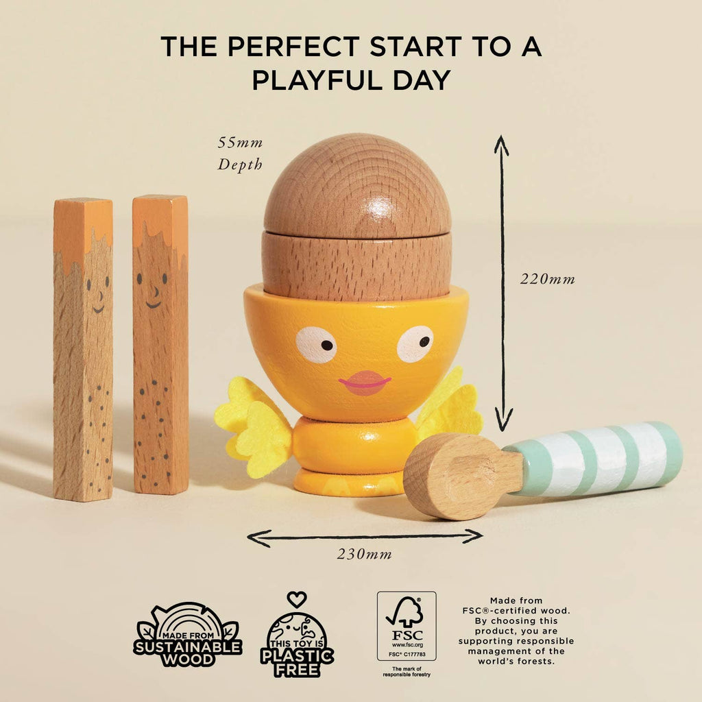 Le Toy Van wooden egg cup and soldiers, kids' breakfast play set