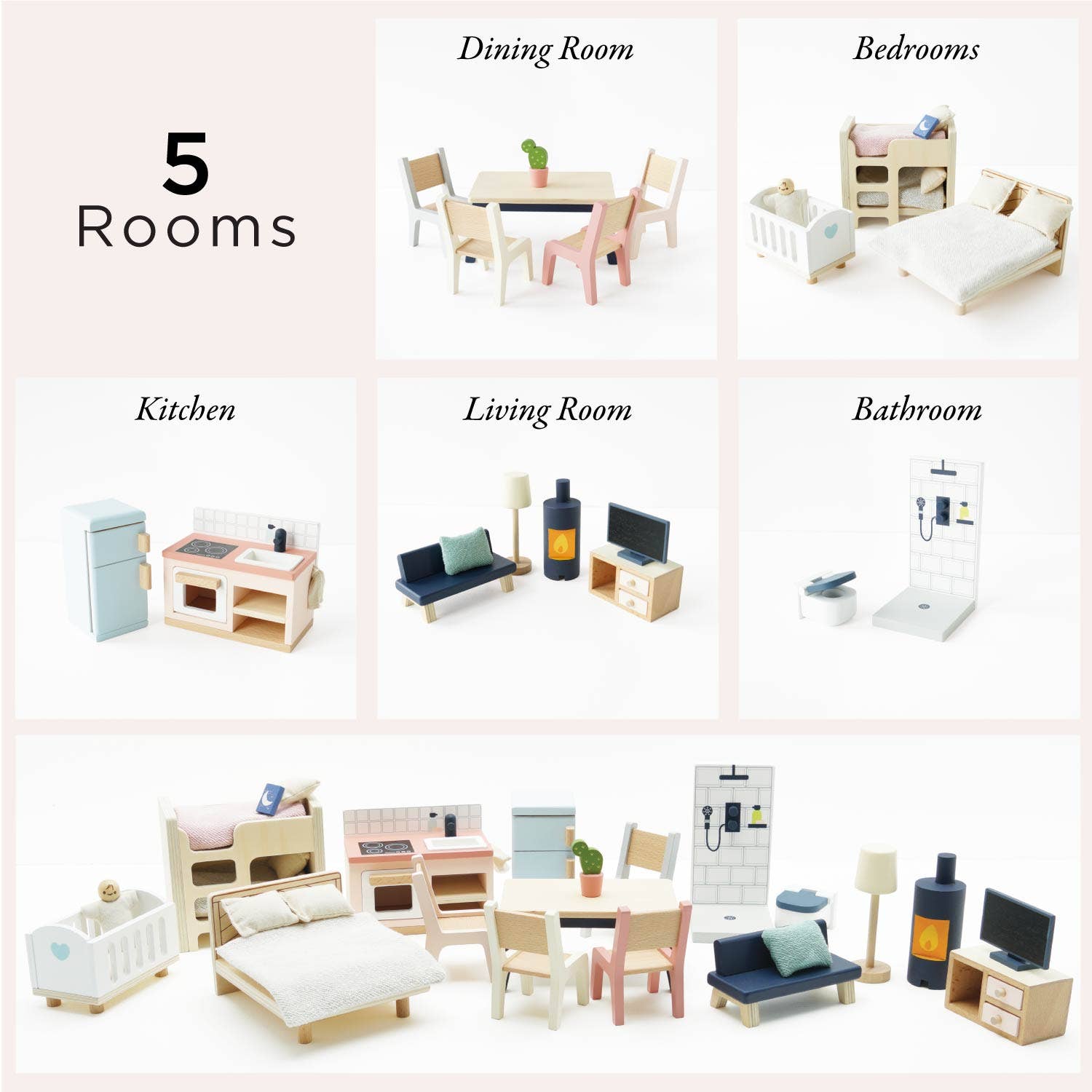 Le Toy Van complete dolls house furniture set, kids' wooden play set