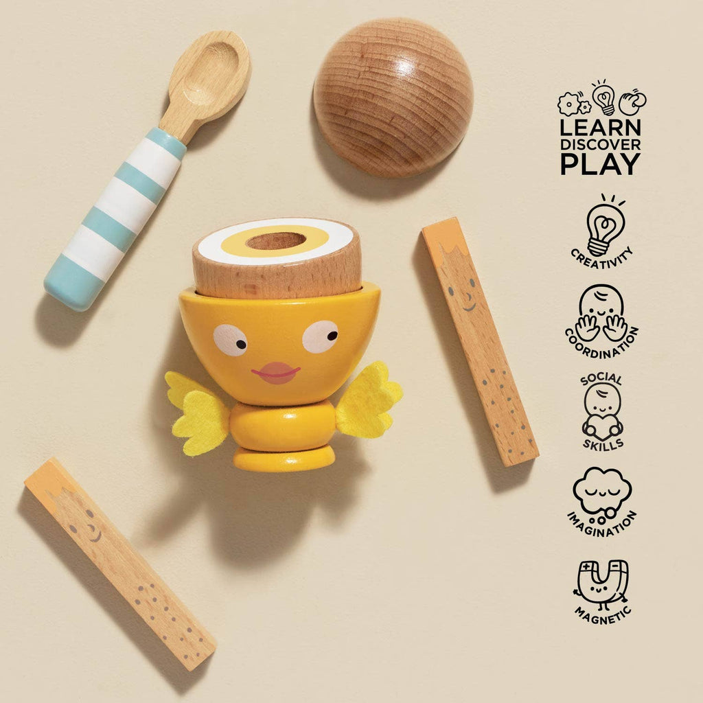 Le Toy Van wooden egg cup and soldiers, kids' breakfast play set