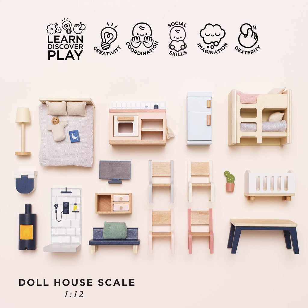 Le Toy Van complete dolls house furniture set, kids' wooden play set