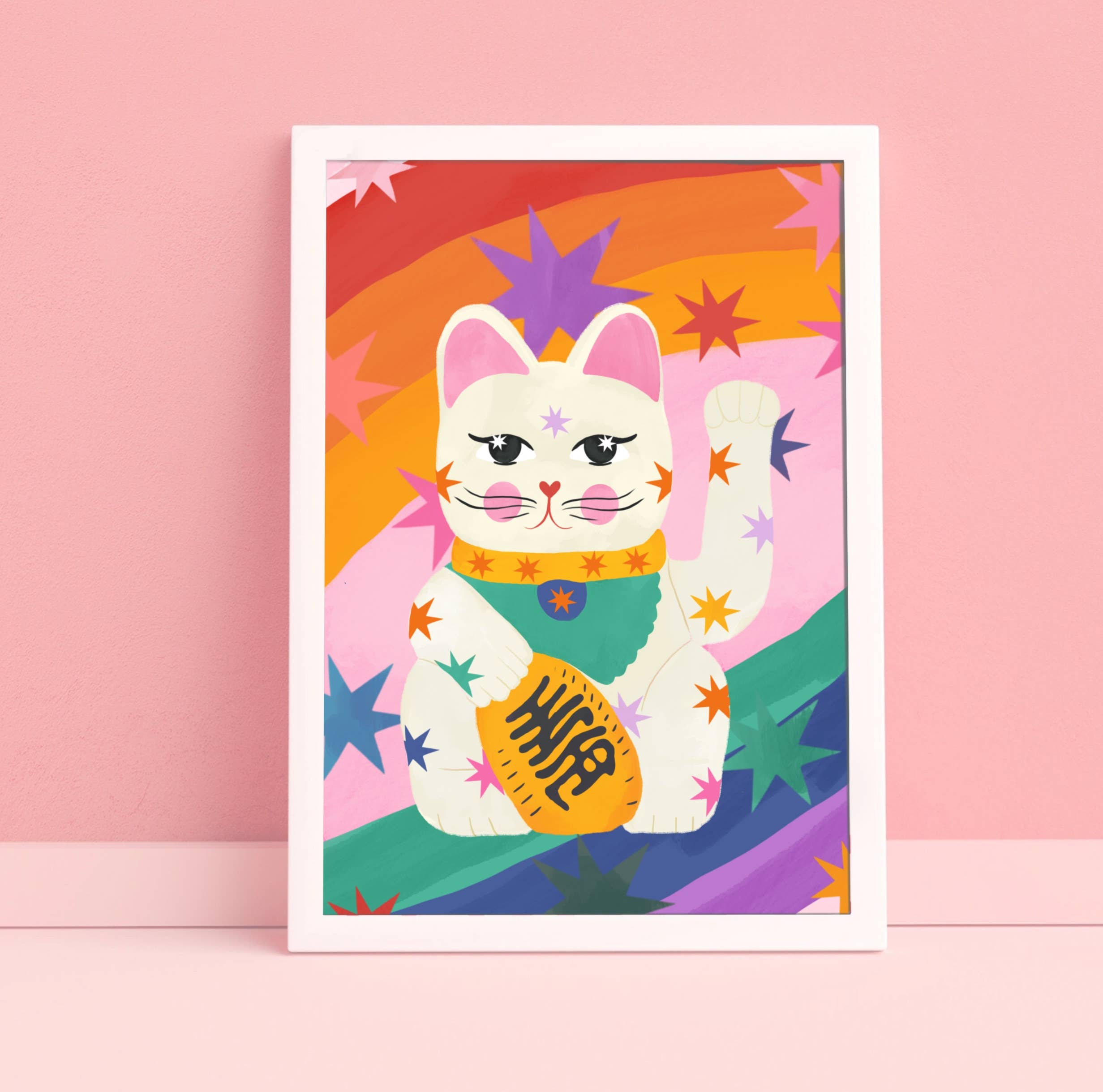 Lucky Rainbow Cat,  Children’s Room, Bright and Colourful,