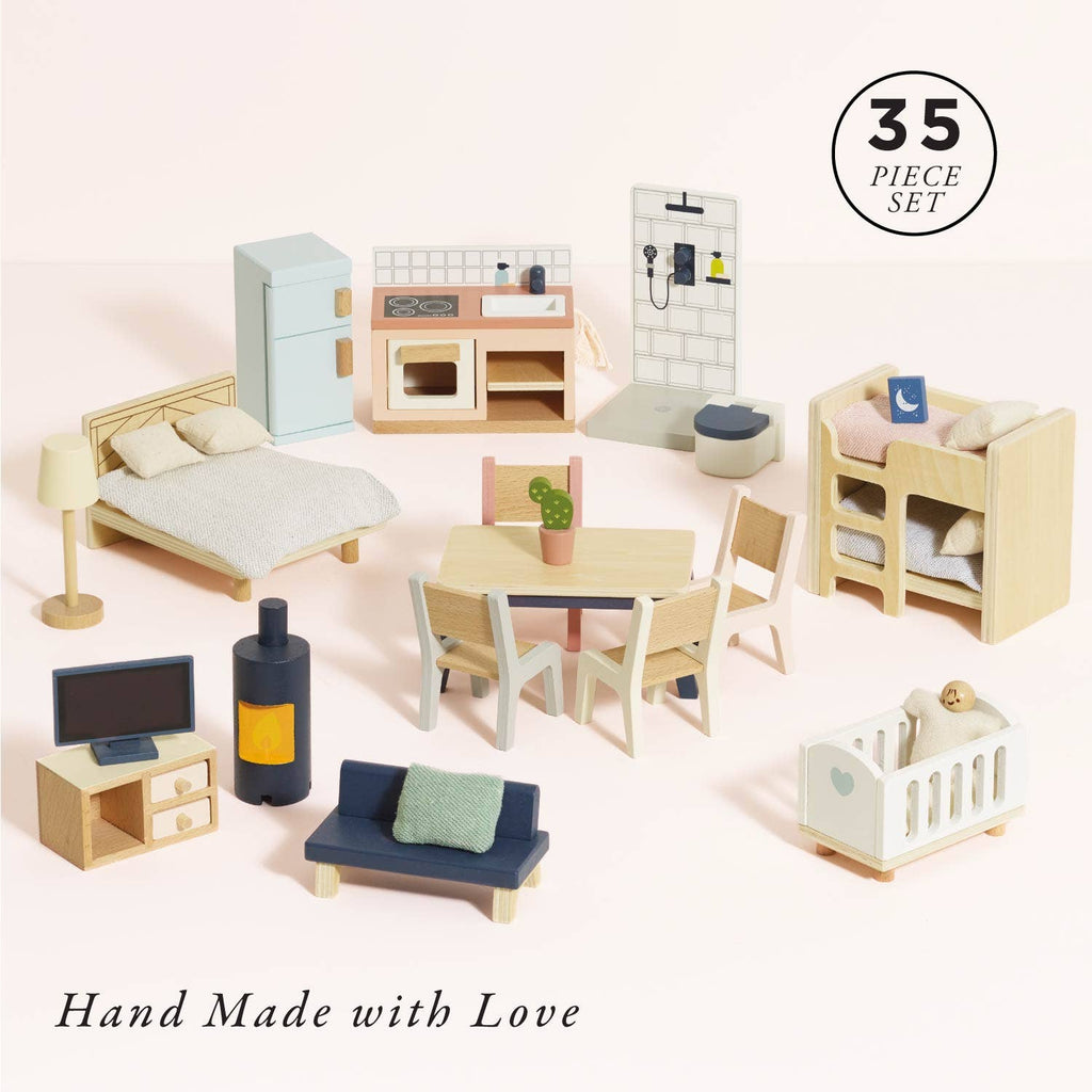 Le Toy Van complete dolls house furniture set, kids' wooden play set
