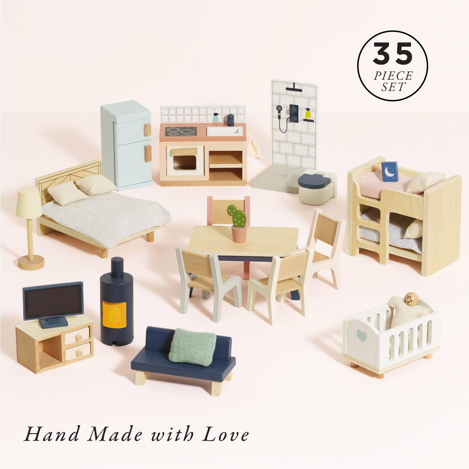 Le Toy Van complete dolls house furniture set, kids' wooden play set