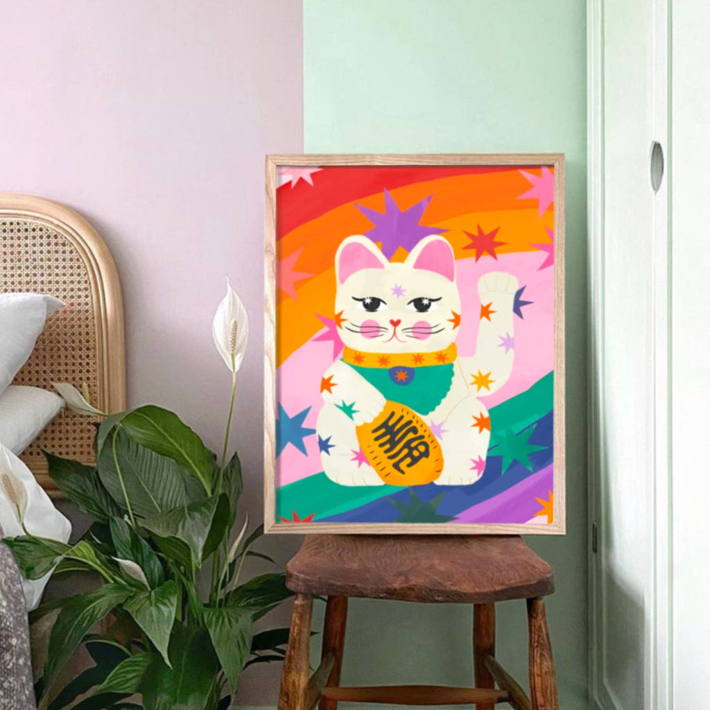 Lucky Rainbow Cat,  Children’s Room, Bright and Colourful,