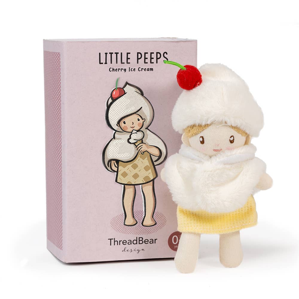ThreadBear Little Peeps Cherry Ice Cream 12cm matchbox doll, kids' soft toy
