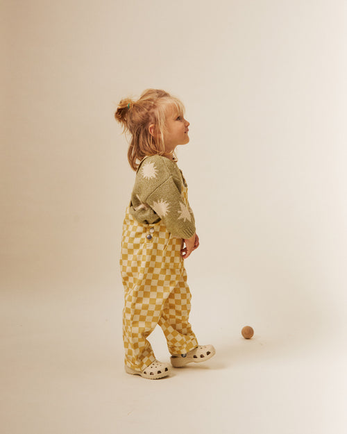 Kids' Cecile checkerboard ochre dungarees, Claude & Co