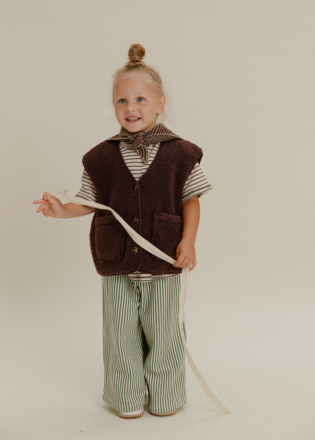 Kids' Amos plum borg gilet, sleeveless fleece jacket, Claude & Co