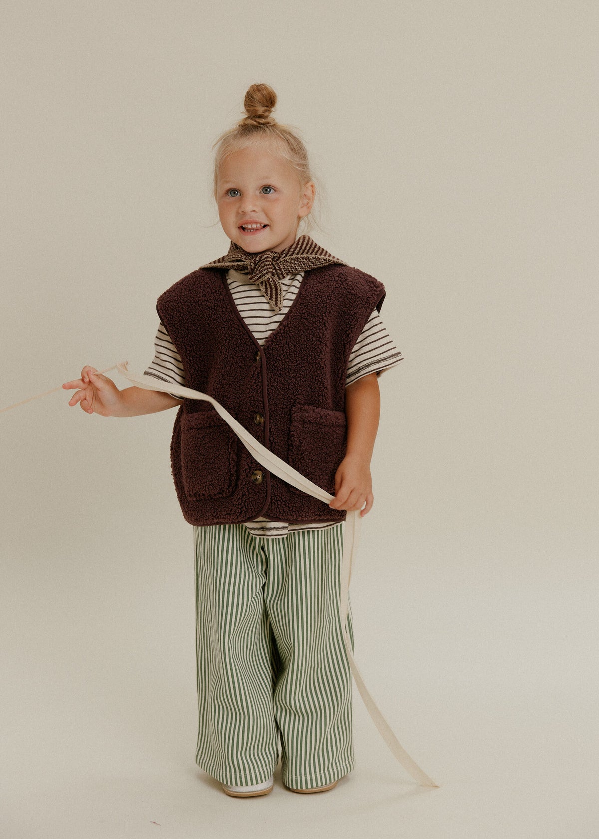 Kids' Amos plum borg gilet, sleeveless fleece jacket, Claude & Co