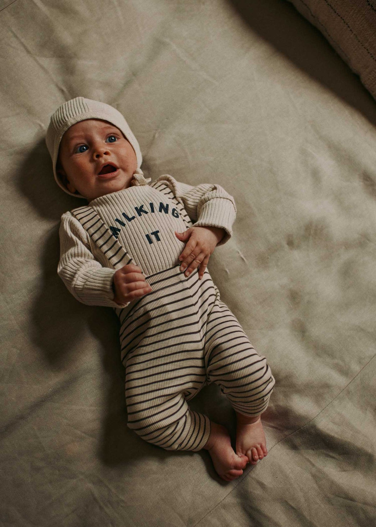 Claude & Co Milking It coco stripe baby leggings