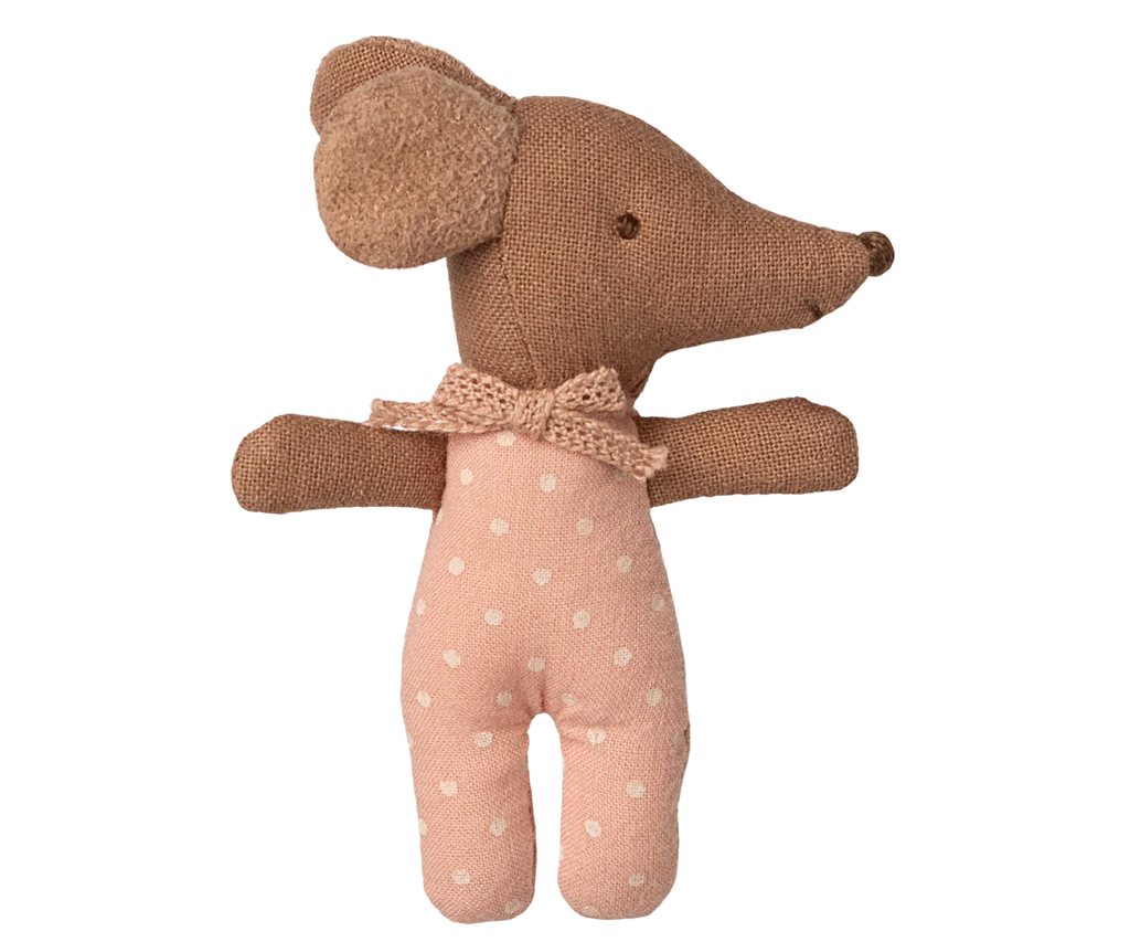 Maileg Sleep Wakey Baby Mouse in Matchbox - Rose