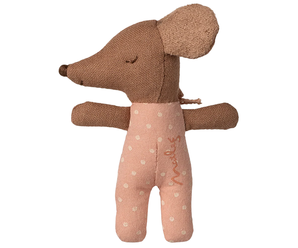 Maileg Sleep Wakey Baby Mouse in Matchbox - Rose
