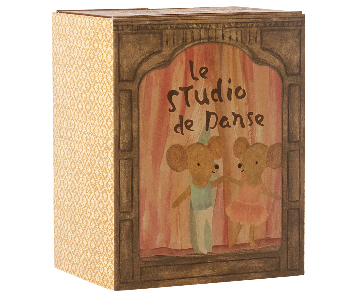 Maileg Ballet mice in dance studio, Little sister and brother