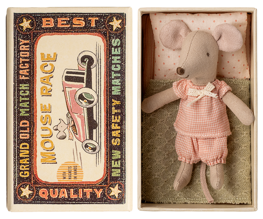 Maileg Little sister mouse in matchbox