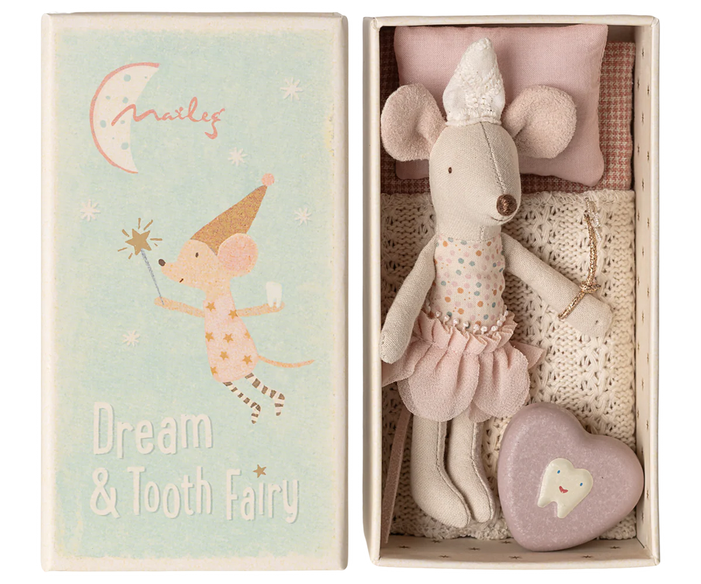 Maileg Tooth fairy mouse, Little sister in matchbox
