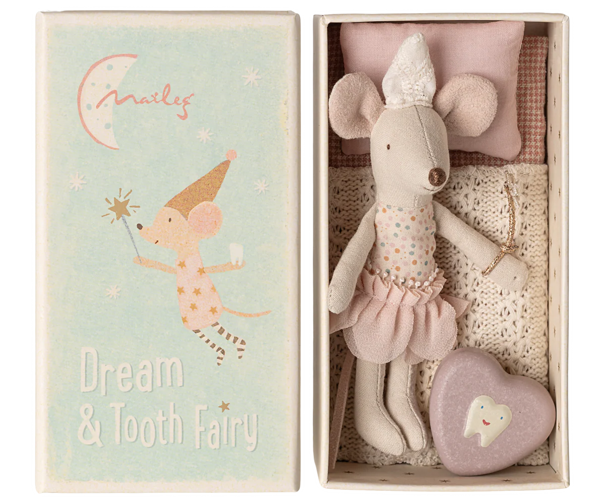 Maileg Tooth fairy mouse, Little sister in matchbox