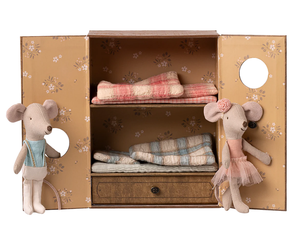 Maileg Ballet mice in dance studio, Little sister and brother
