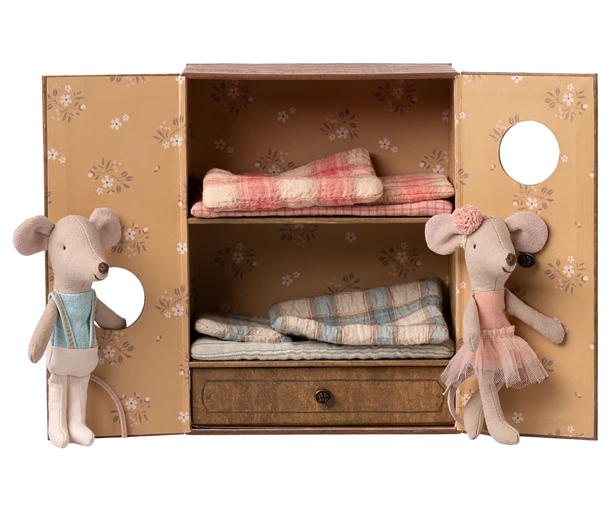 Maileg Ballet mice in dance studio, Little sister and brother