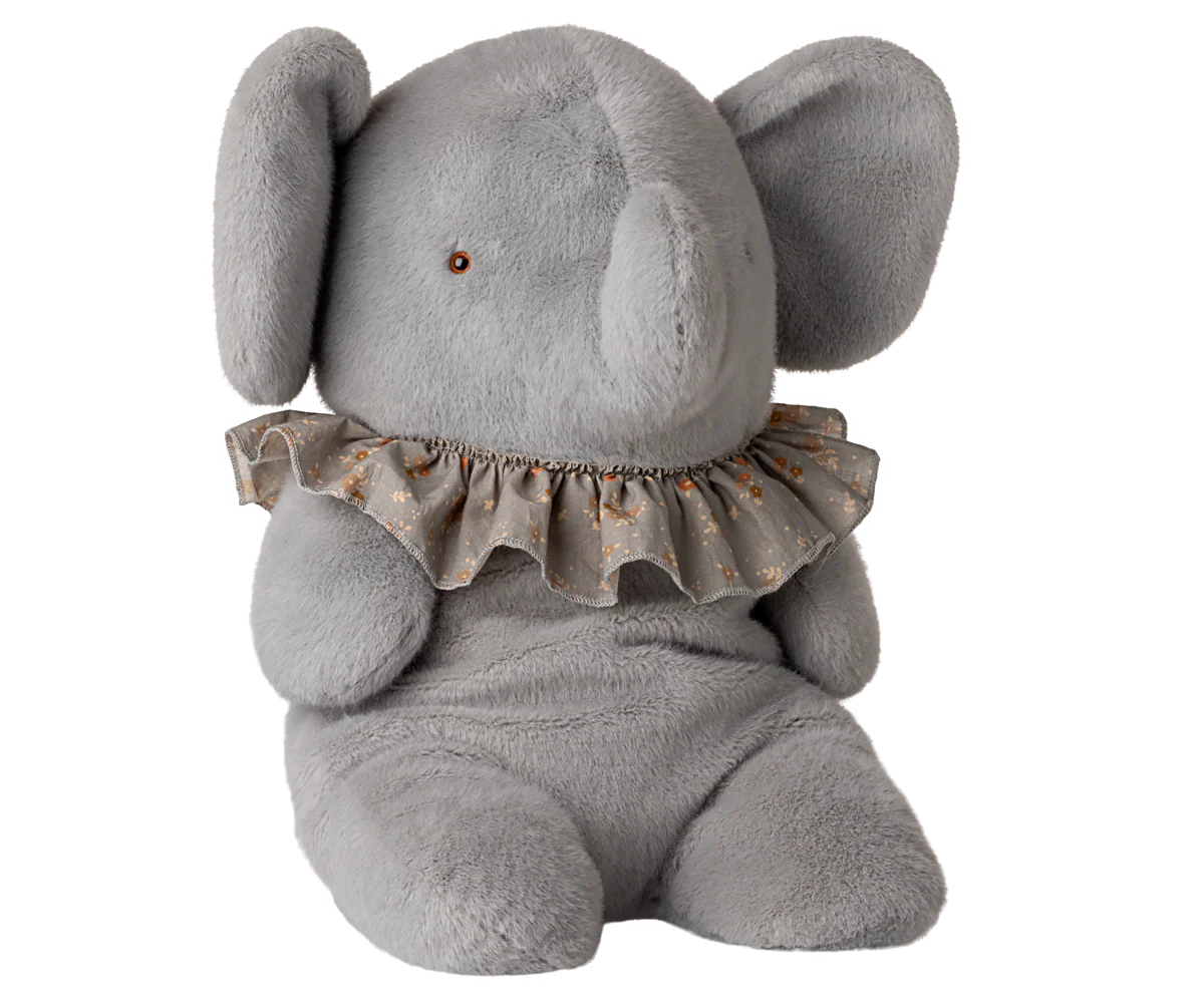 Maileg Elephant plush, Big - Blue/grey