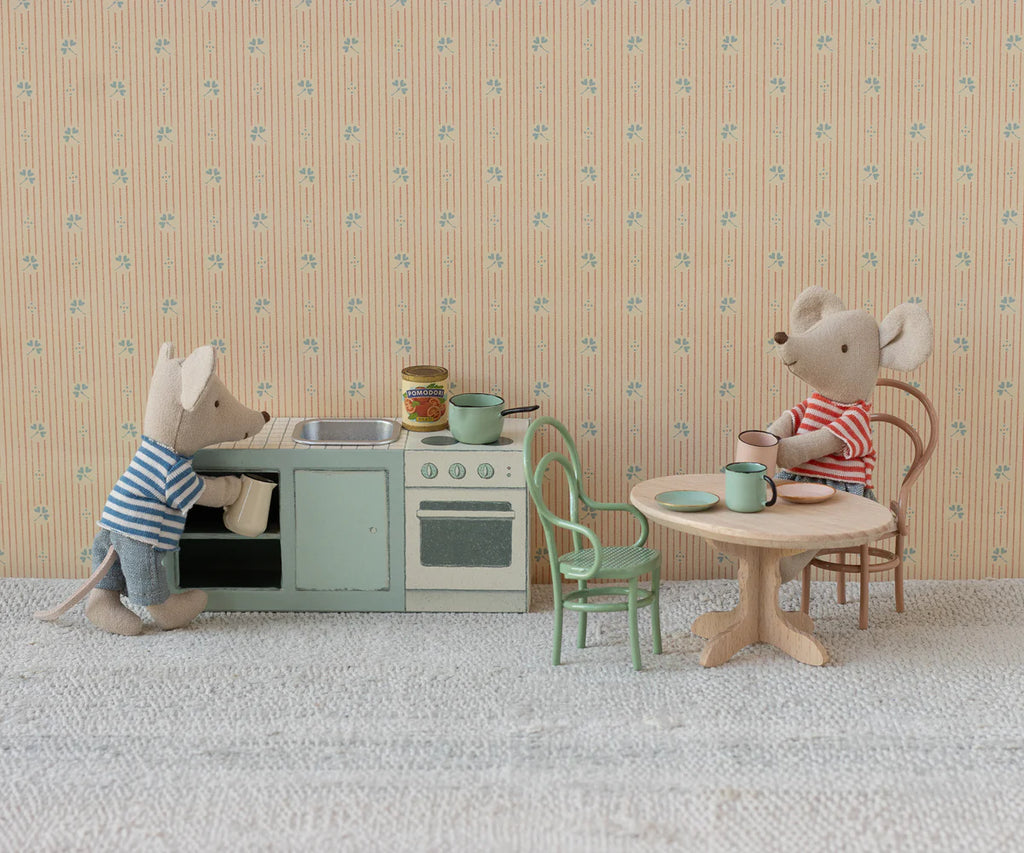 Maileg mouse vintage chair, mint, dollhouse furniture toy for children