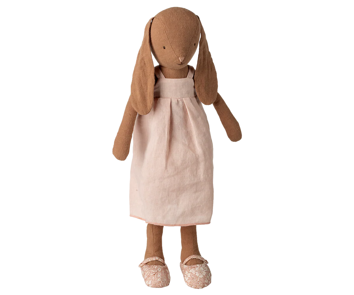 Maileg bunny, size 3, chocolate brown, dress and shoes, toy for children