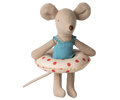 Maileg Beach mouse with float, Little sister - Red dots