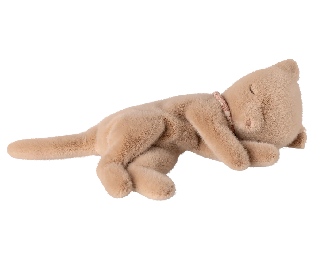 Maileg sleeping kitten plush, small, cream peach soft toy for children