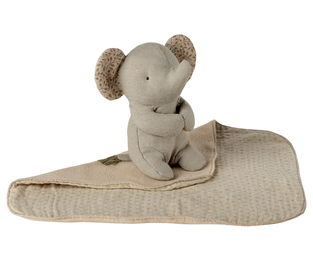 Maileg Lullaby Friends elephant, mini, iron grey soft baby toy