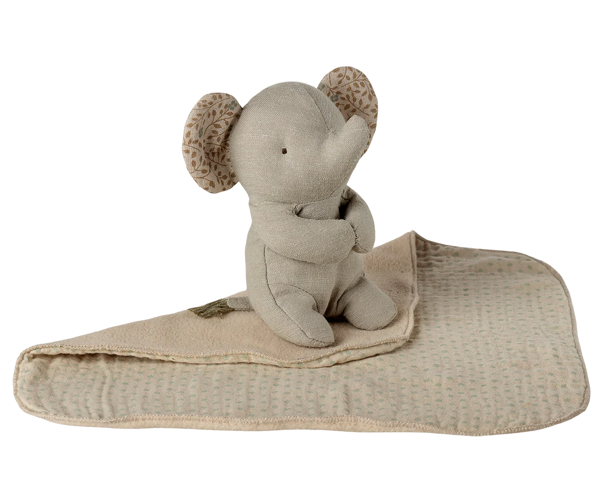 Maileg Lullaby Friends elephant, mini, iron grey soft baby toy