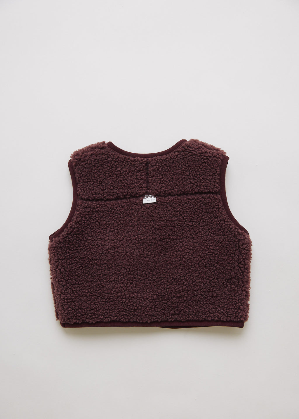 Kids' Amos plum borg gilet, sleeveless fleece jacket, Claude & Co