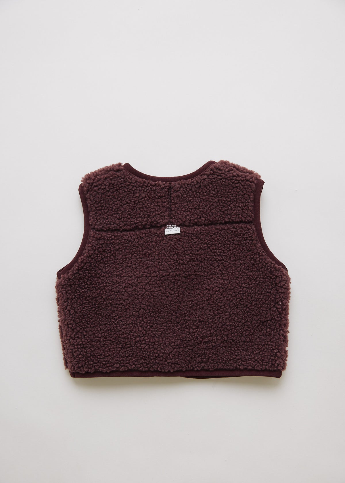 Kids' Amos plum borg gilet, sleeveless fleece jacket, Claude & Co
