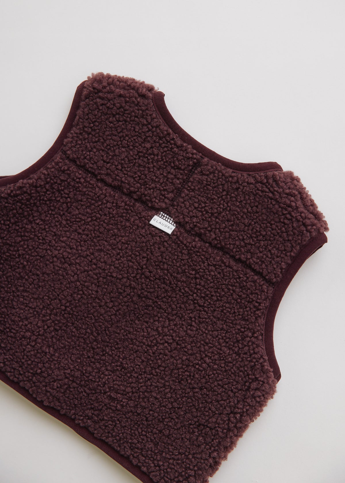 Kids' Amos plum borg gilet, sleeveless fleece jacket, Claude & Co