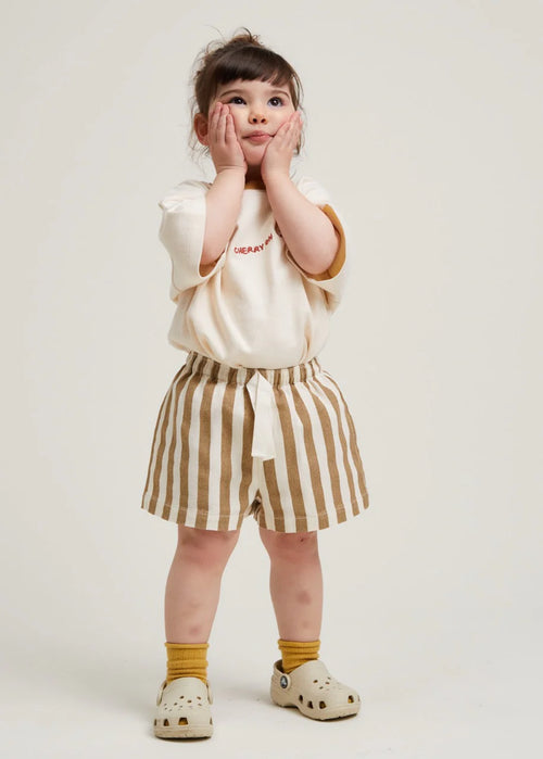 Kids' Harper hazelnut stripe shorts, children's shorts, Claude & Co