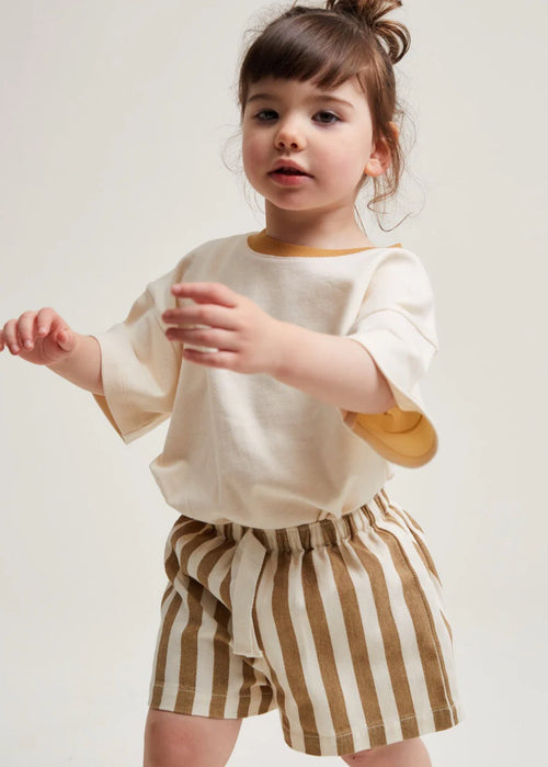 Kids' Harper hazelnut stripe shorts, children's shorts, Claude & Co