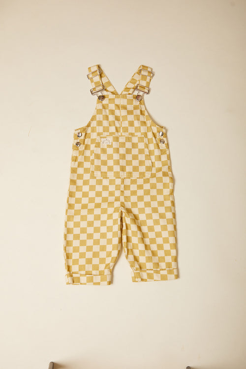 Kids' Cecile checkerboard ochre dungarees, Claude & Co