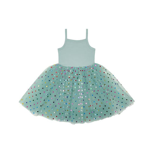 Girls' turquoise spot dress, Bob & Blossom